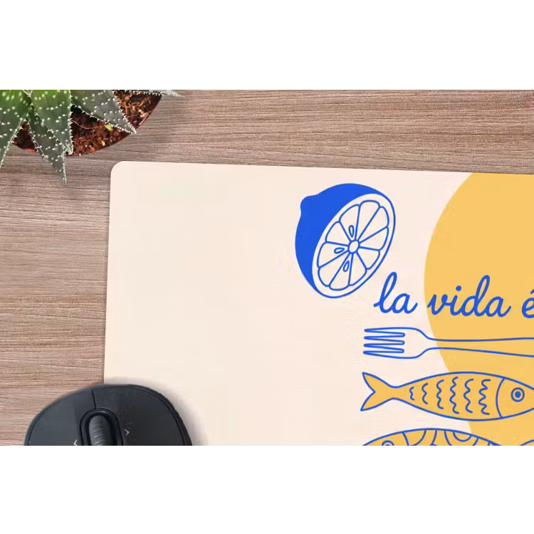 Italië - Eten - Citroen - Vis - Grafisch muismat rubber klein -closeup
