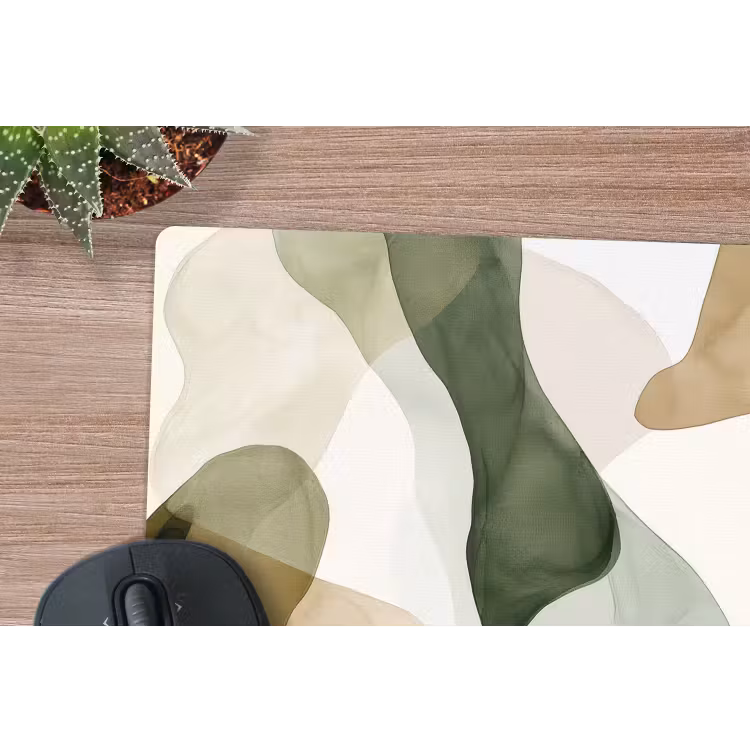 Japandi - Abstract - Groen muismat rubber klein -closeup