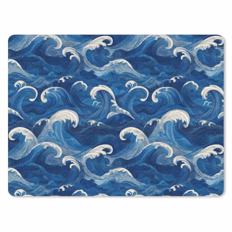 Japans - Oceaan - Golven - Blauw muismat rubber klein 262 -3d