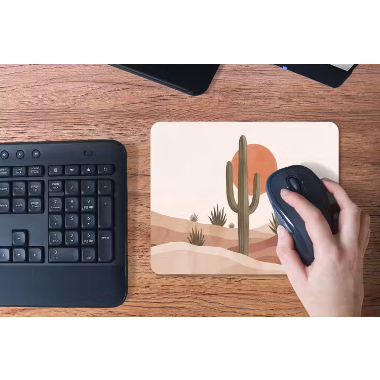 Cactus - Duinen - Modern - Landschap - Groen muismat rubber klein -toetsenbord