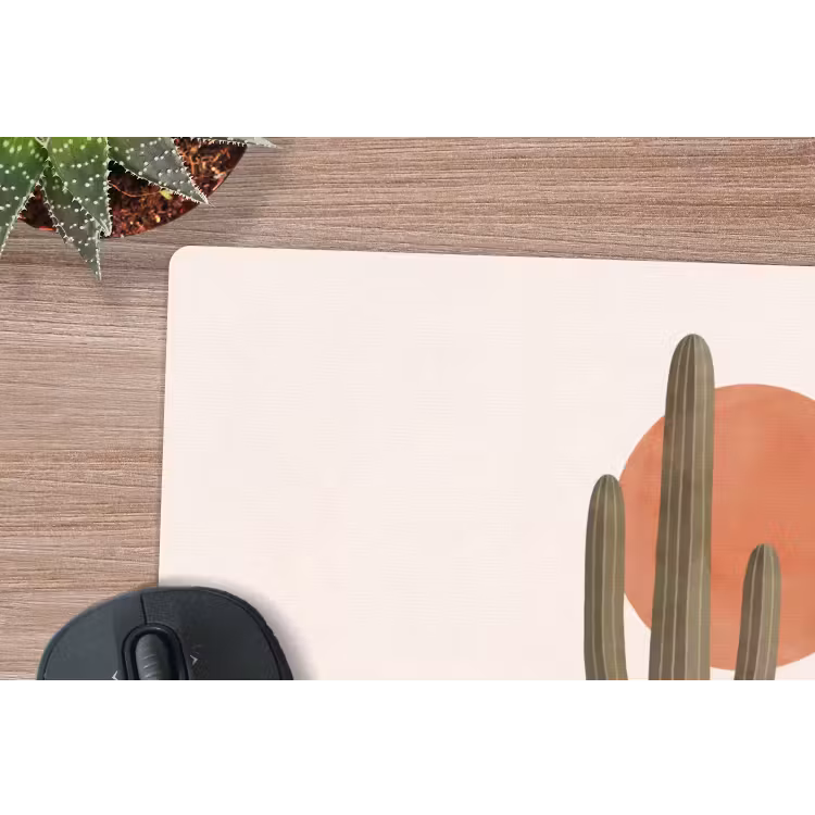 Cactus - Duinen - Modern - Landschap - Groen muismat rubber klein -closeup