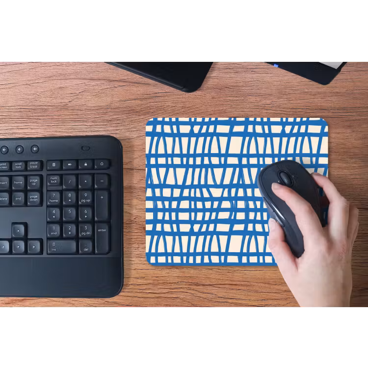 Ruitpatroon - Blauw - Crème muismat rubber klein 262 -toetsenbord