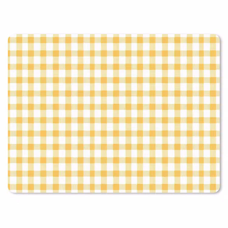 Ruit - Gingham - Klassiek - Geel en Wit muismat rubber klein 262 -3d