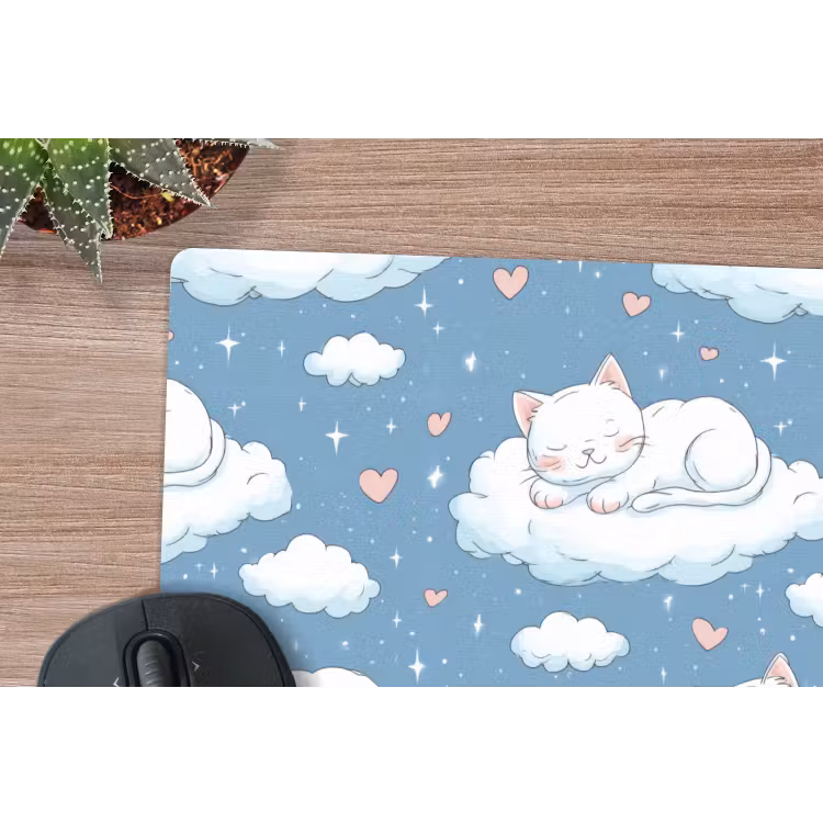 Kitten - Wolken - Blauw muismat rubber klein 262 -closeup