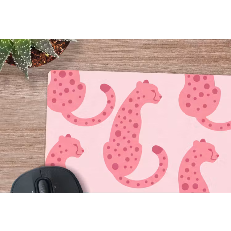 Kat - Gevlekt - Dieren - Patroon - Roze muismat rubber klein -closeup