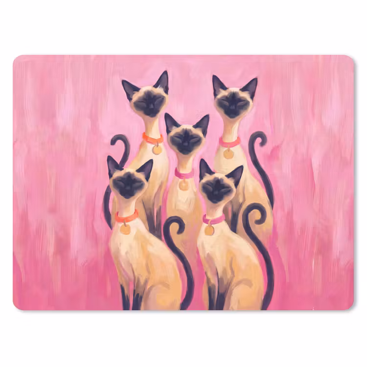 Kat - Groep - Dieren - Modern - Roze muismat rubber klein -3d