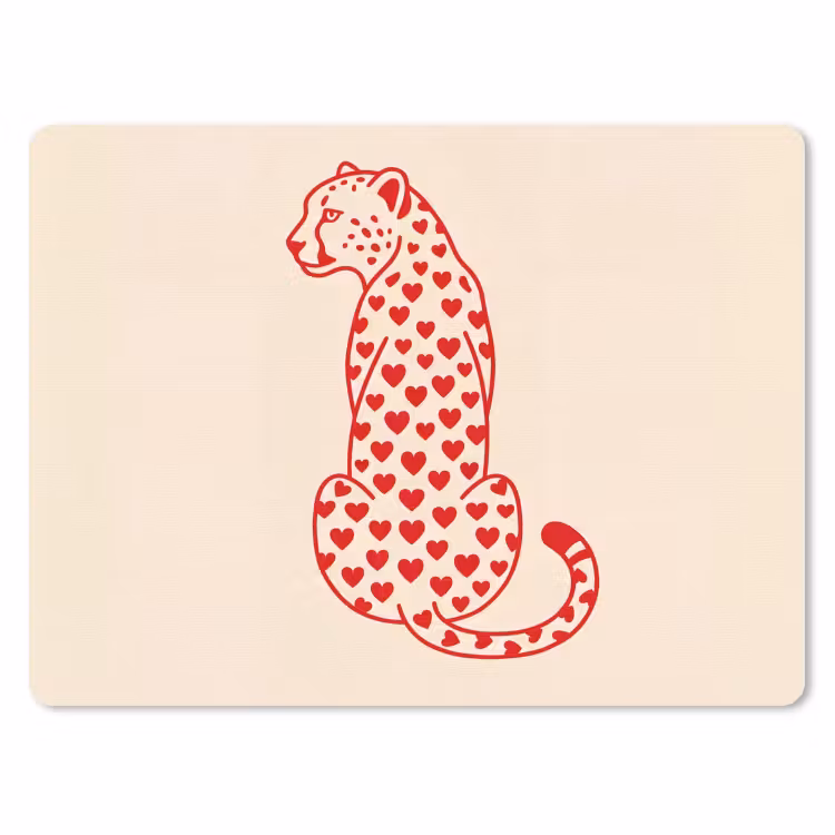 Kat - Harten - Dieren - Modern - Rood muismat rubber klein -3d