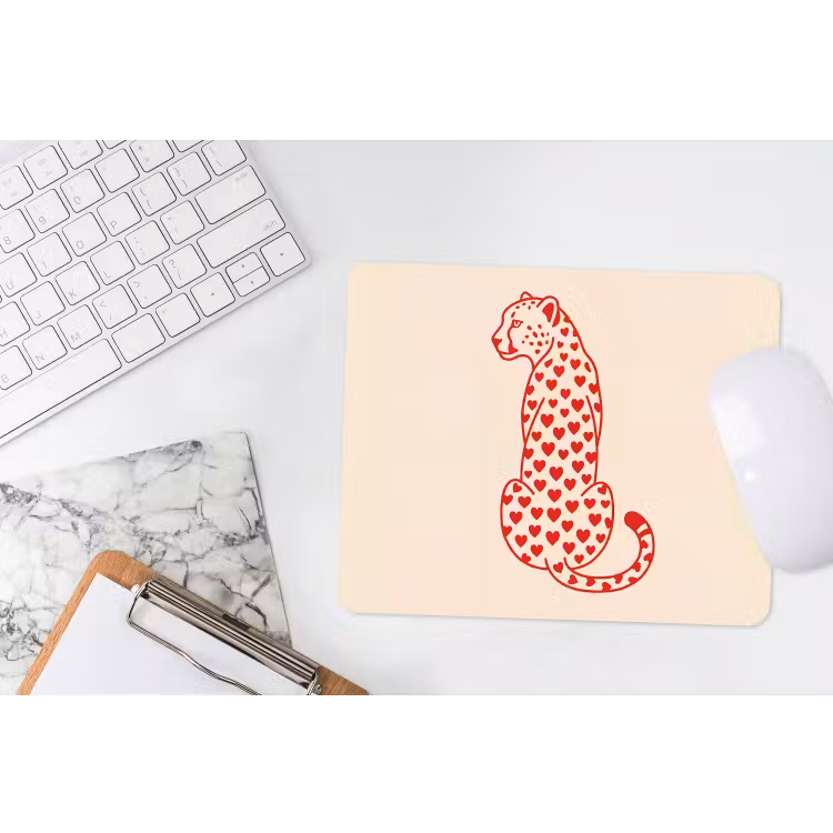 Kat - Harten - Dieren - Modern - Rood muismat rubber klein -witbureau
