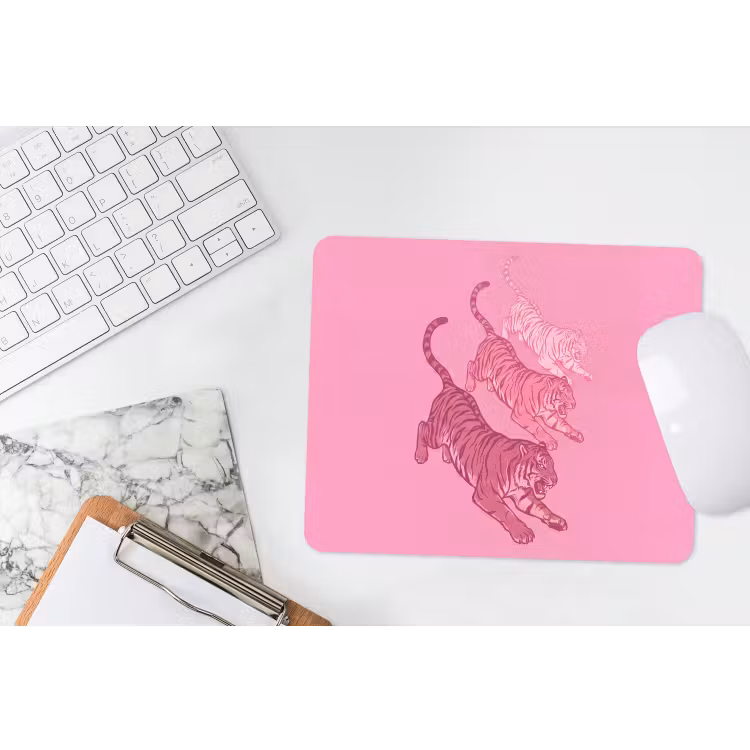 Kat - Springend - Dieren - Roze - Modern muismat rubber klein -witbureau