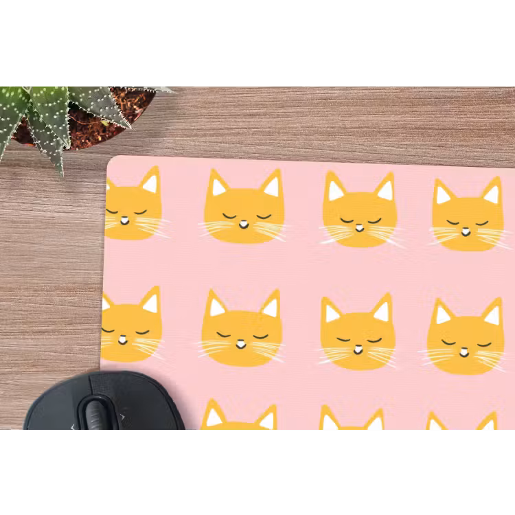 Katten - Patroon - Roze muismat rubber klein 262 -closeup