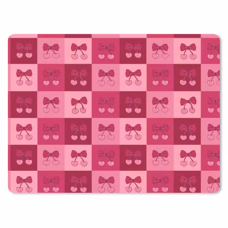 Kersen - Strikjes - Speels - Roze - Bordeaux muismat rubber klein 262 -3d