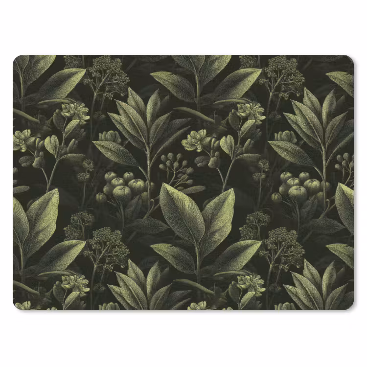 Klassiek - Donker - Botanisch - Planten muismat rubber klein 262 -3d
