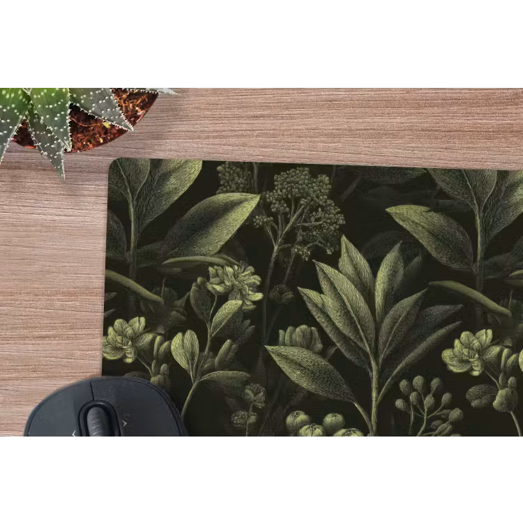 Klassiek - Donker - Botanisch - Planten muismat rubber klein 262 -closeup