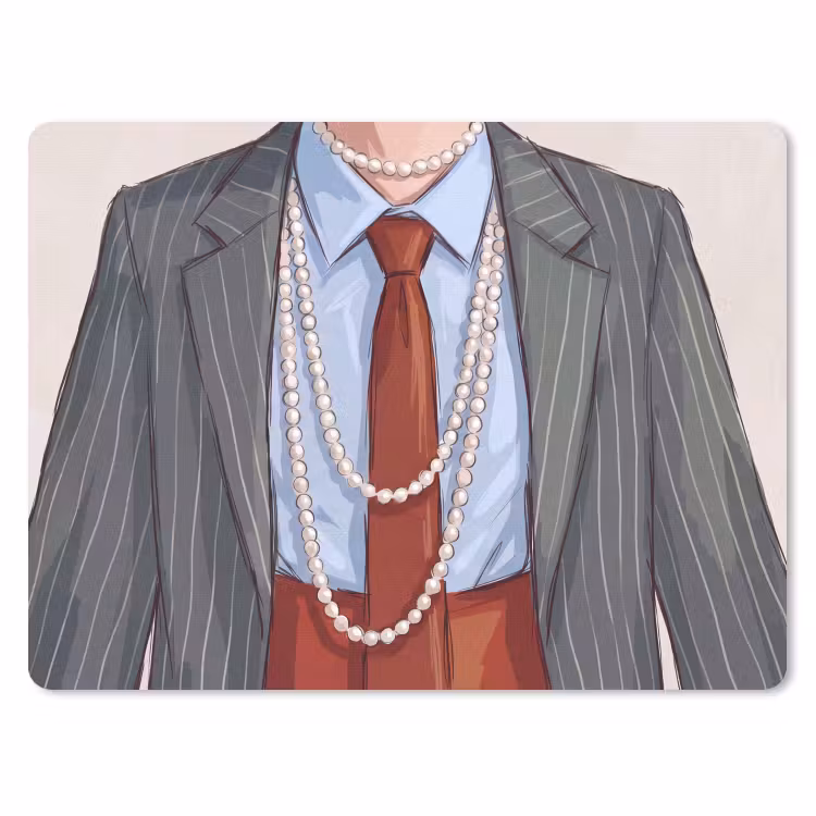 Kleding - Strik - Parels - Klassiek - Mode muismat rubber klein -3d