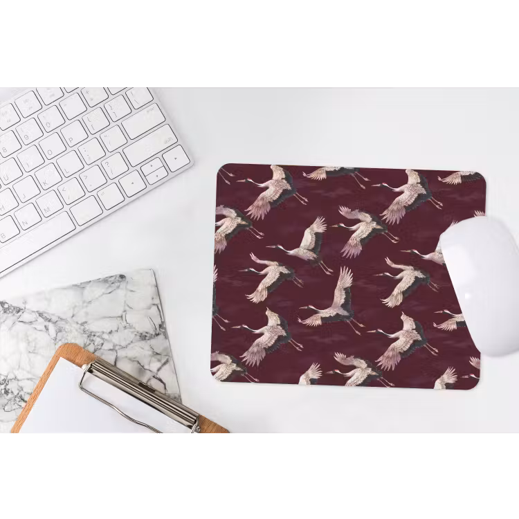 Kraanvogels - Klassiek - Bordeaux muismat rubber klein 262 -witbureau
