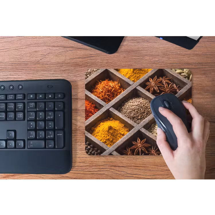 Mauspad - Kräuter – Holz – Essen - Kruiden - Houten - Eten muismat rubber klein
