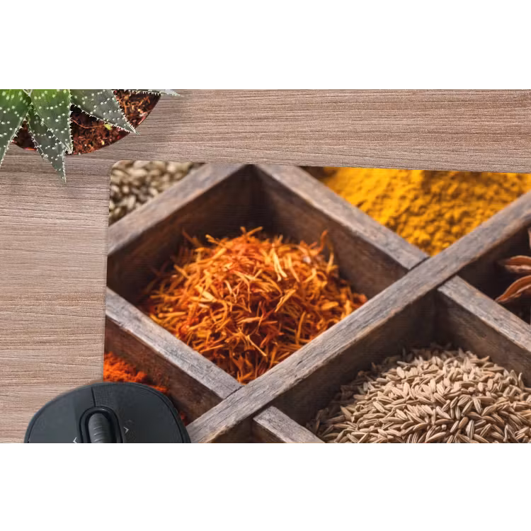 Mauspad - Kräuter – Holz – Essen - Kruiden - Houten - Eten muismat rubber klein