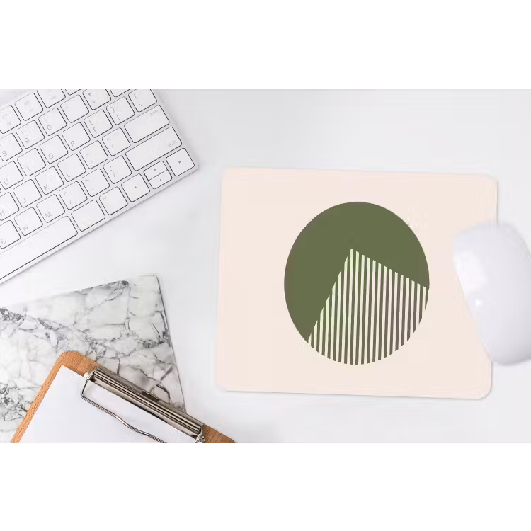 Cirkel - Strepen - Geometrisch - Abstract - Groen muismat rubber klein -witbureau