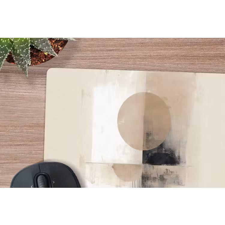 Cirkel - Compositie - Diepte - Beige muismat rubber klein -closeup