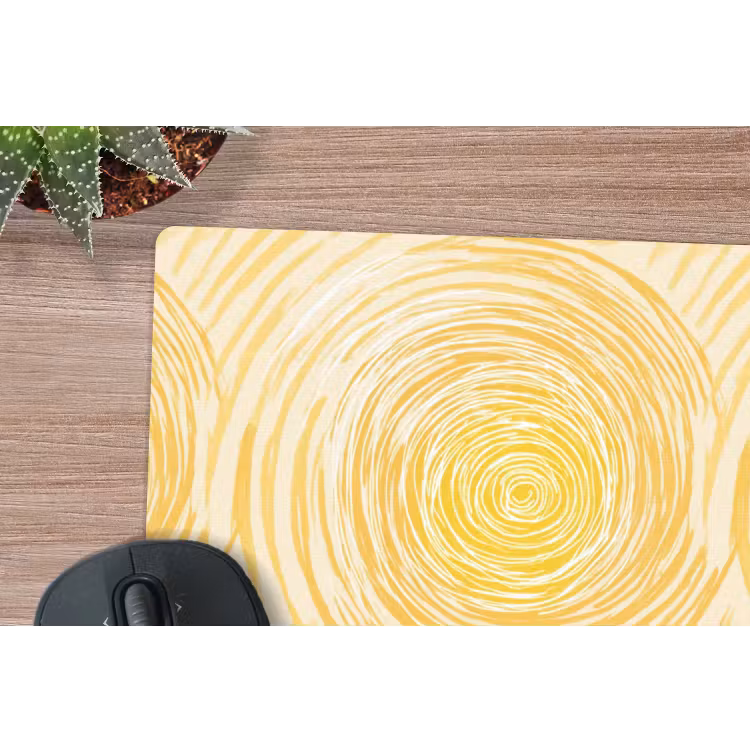 Cirkels - Abstract - Artistiek - Geel muismat rubber klein 262 -closeup