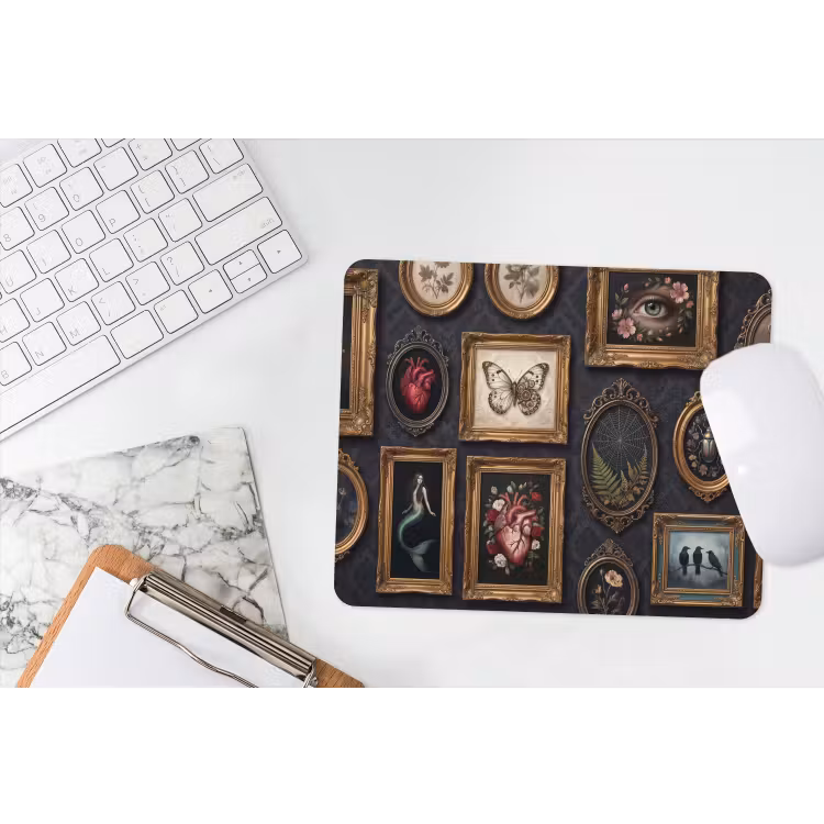 Kunst - Collectie - Vintage - Klassiek - Donker muismat rubber klein -witbureau