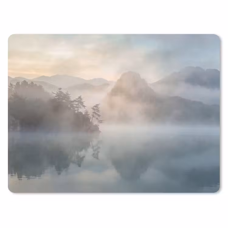 Landschap - Bergen - Mist - Water - Natuur muismat rubber klein -3d