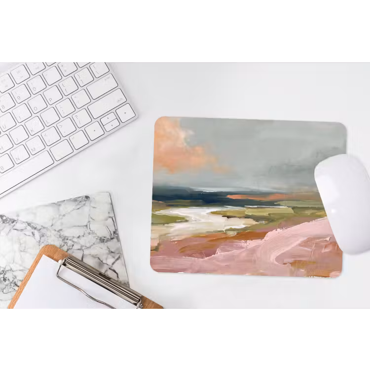 Landschap - Rivier - Abstract - Roze - Groen muismat rubber klein -witbureau