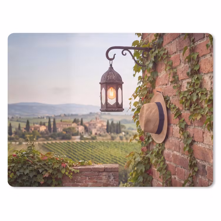 Lantaarn - Wijngaard - Landschap - Italiaans muismat rubber klein -3d