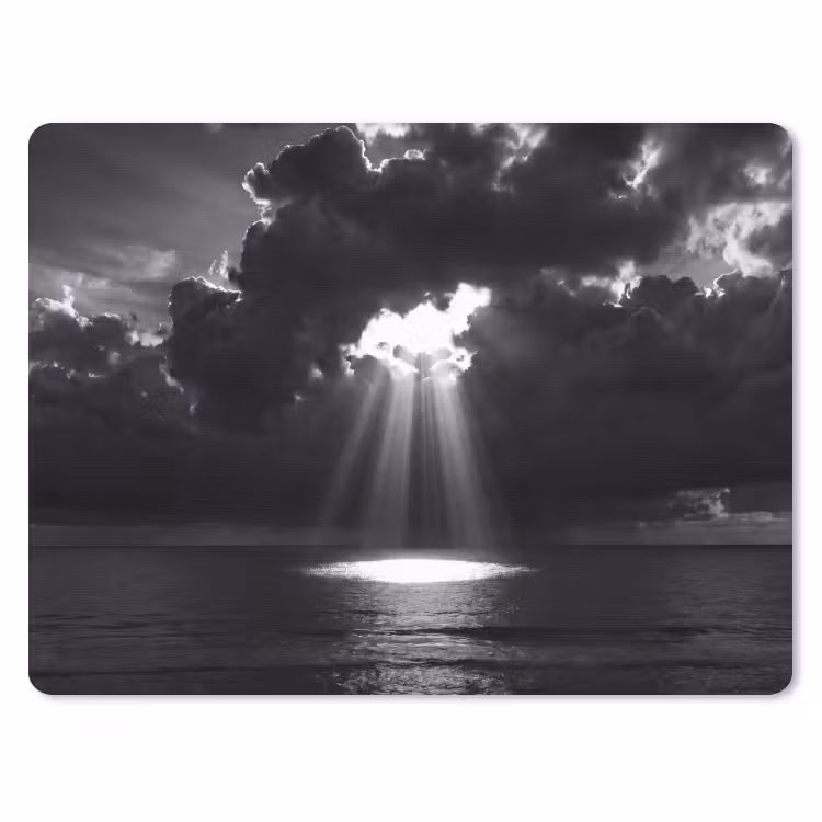Licht - Wolken - Zee - Zwart-wit - Natuur muismat rubber klein -3d