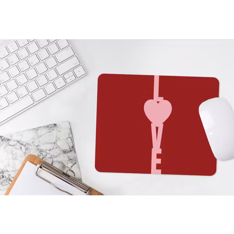 Love - Rood - Blokletters muismat rubber klein -witbureau