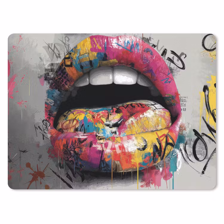 Lippen - Graffiti - Expressief muismat rubber klein -3d
