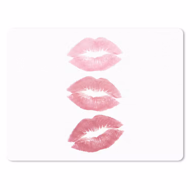 Lippen - Kusafdruk - Roze - Modern - Abstract muismat rubber klein -3d