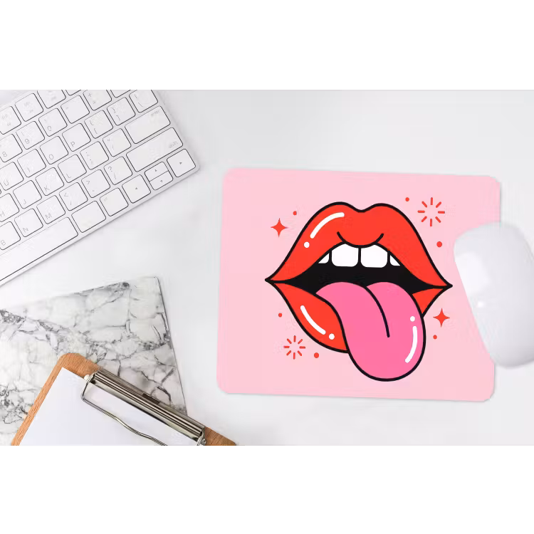 Lippen - Tong - Pop-art - Kleurrijk - Roze muismat rubber klein -witbureau