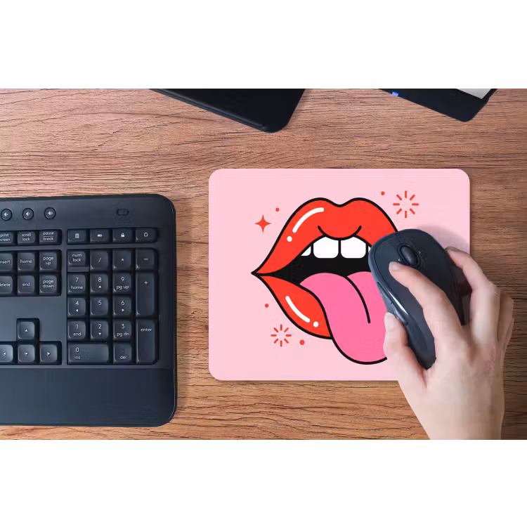 Lippen - Tong - Pop-art - Kleurrijk - Roze muismat rubber klein -toetsenbord