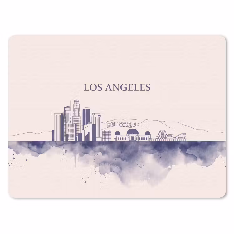 Los Angeles - Skyline - Architectuur - Aquarel - Blauw muismat rubber klein -3d