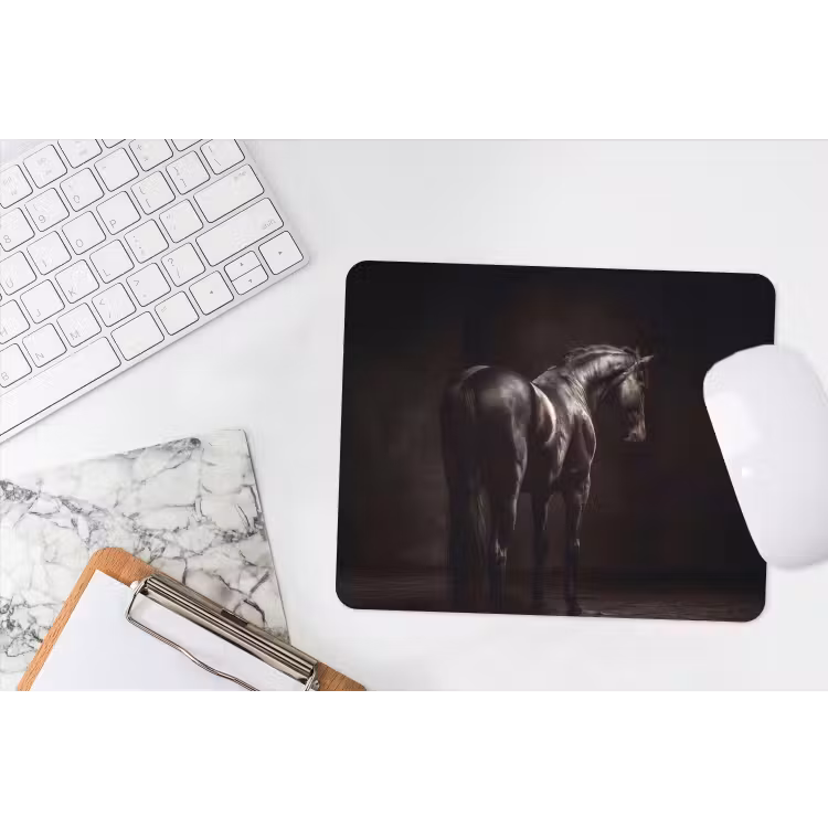 Krachtig - Paard - Donker muismat rubber klein -witbureau