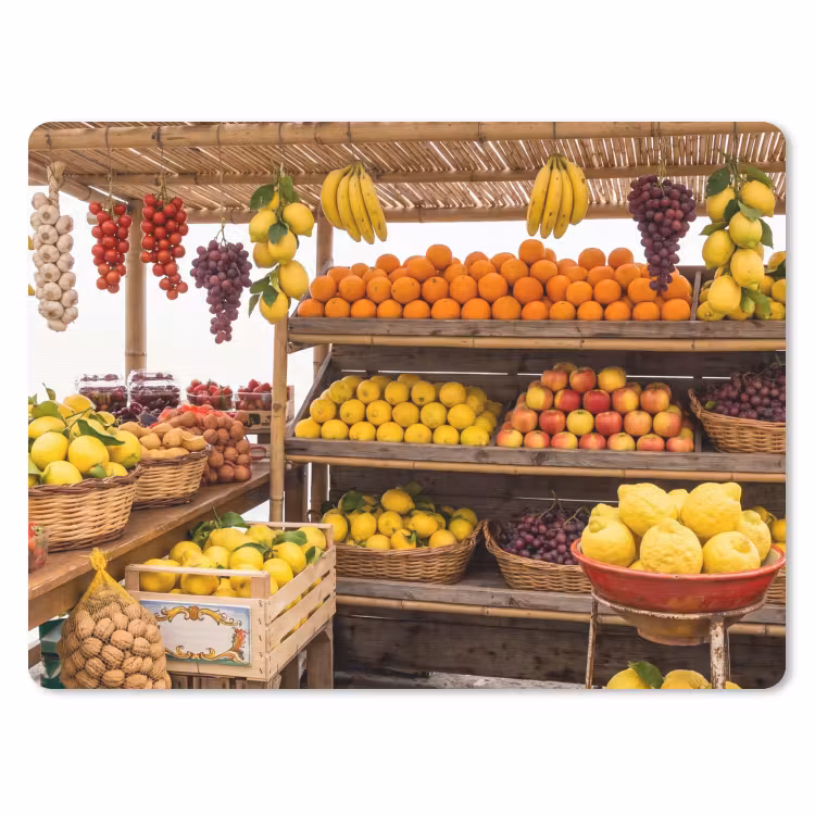 Mauspad - Marktstand – Obst – Frisch - Marktkraam - Fruit - Vers muismat rubber klein