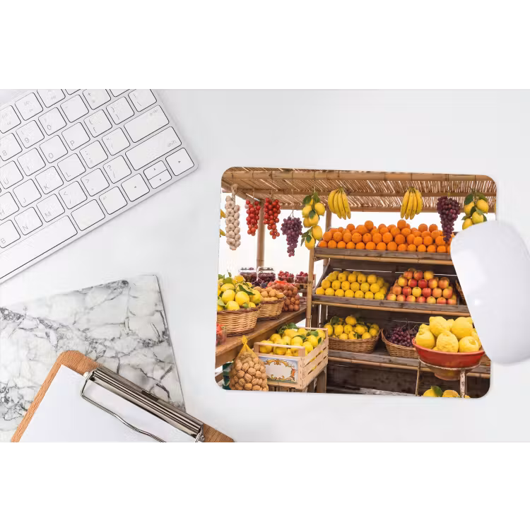 Mauspad - Marktstand – Obst – Frisch - Marktkraam - Fruit - Vers muismat rubber klein