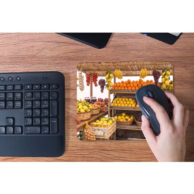 Mauspad - Marktstand – Obst – Frisch - Marktkraam - Fruit - Vers muismat rubber klein