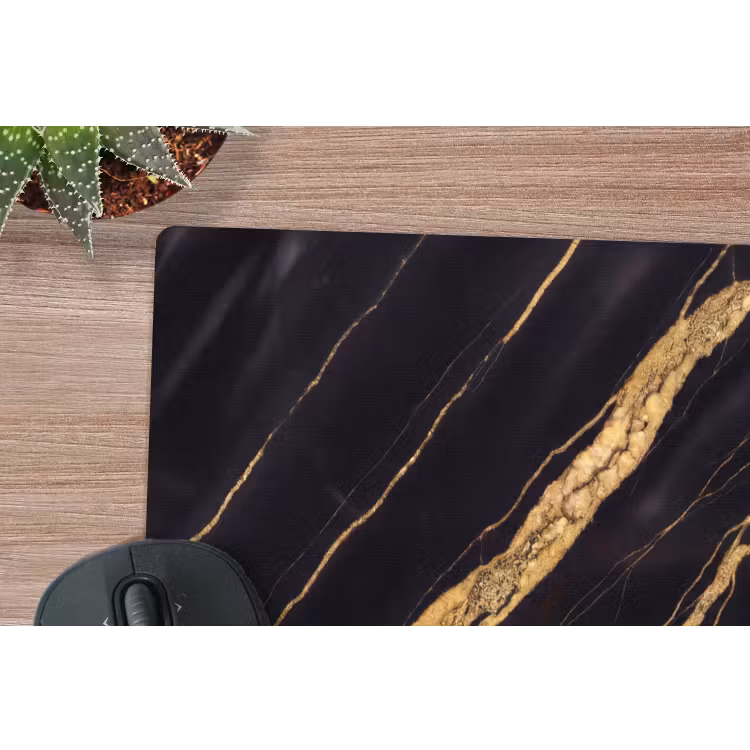 Marmer - Goud - Textuur - Abstract - Zwart muismat rubber klein -closeup