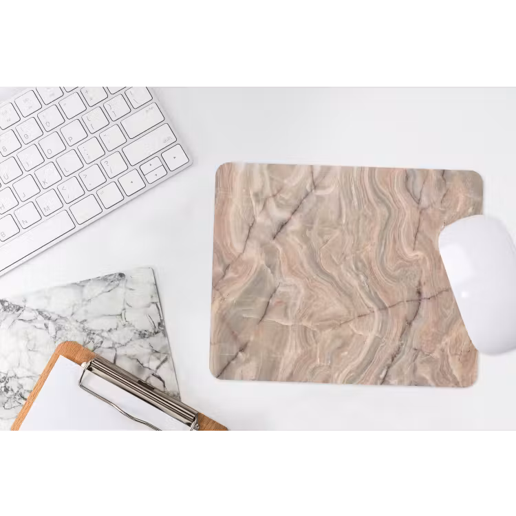 Marmer - Patroon - Abstract - Beige - Groen muismat rubber klein -witbureau