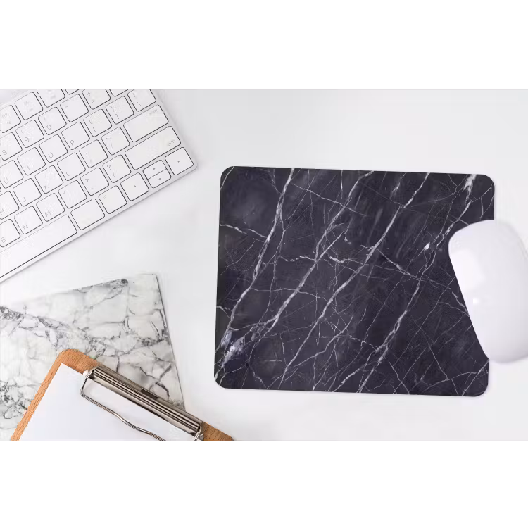 Marmer - Patroon - Modern - Zwart - Wit muismat rubber klein -witbureau