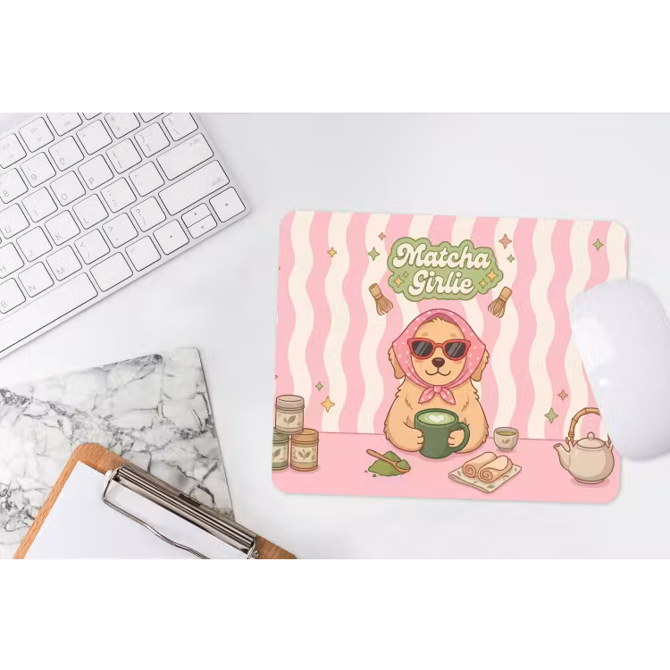 Matcha - Hond - Roze - Groen muismat rubber klein -witbureau