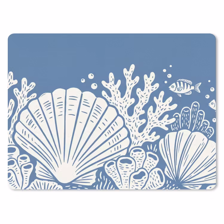 Zeeleven - Koraal - Schelp - Vis - Illustratie - Onderwater muismat rubber klein -3d