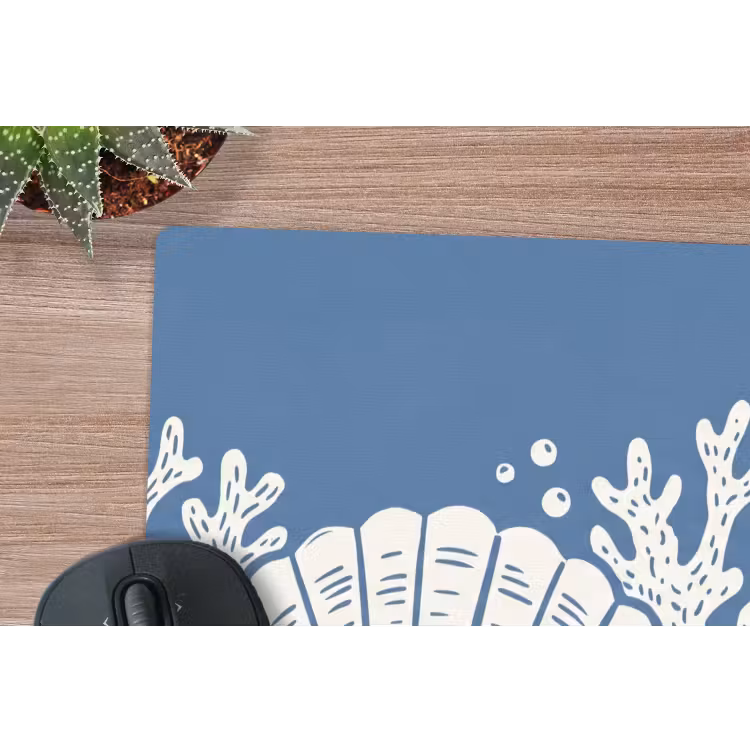 Zeeleven - Koraal - Schelp - Vis - Illustratie - Onderwater muismat rubber klein -closeup