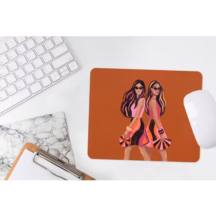 Mensen - Duo - Mode - Illustratie - Kleurrijk muismat rubber klein -witbureau