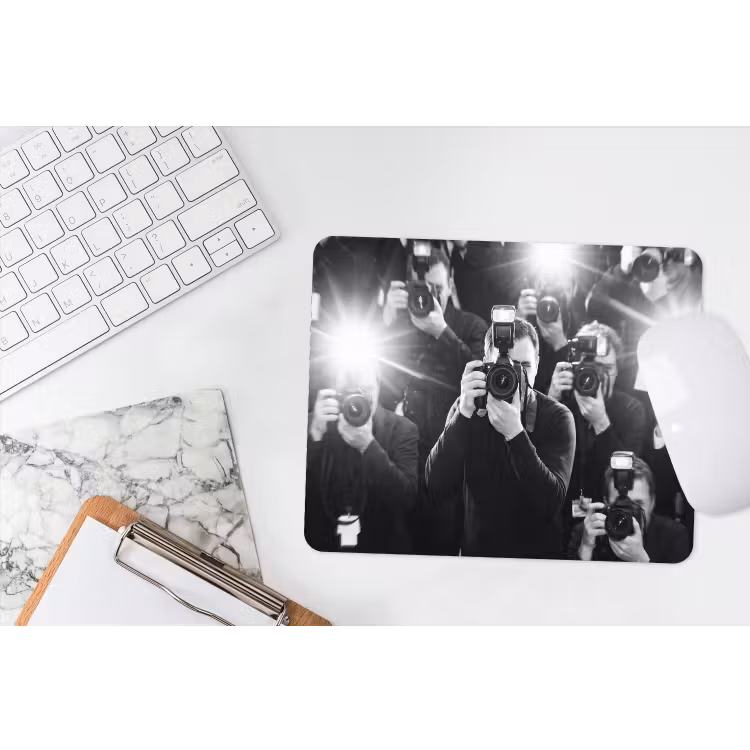Mensen - Camera - Flitslicht - Zwart-wit - Media muismat rubber klein -witbureau