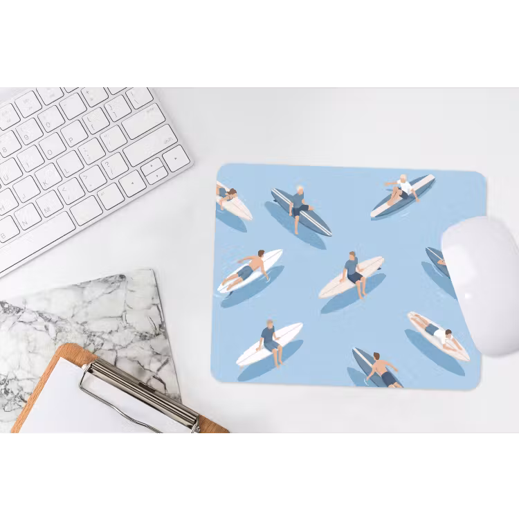 Mensen - Surfen - Water - Zomer - Illustratie muismat rubber klein -witbureau