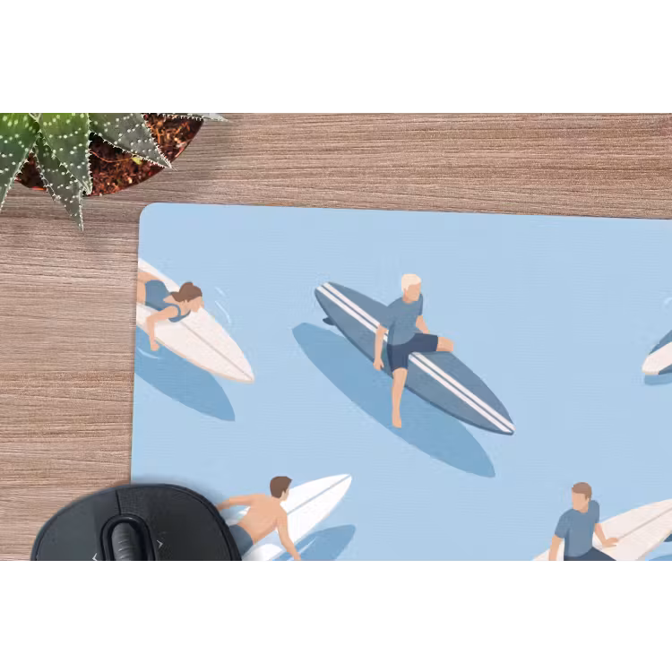 Mensen - Surfen - Water - Zomer - Illustratie muismat rubber klein -closeup