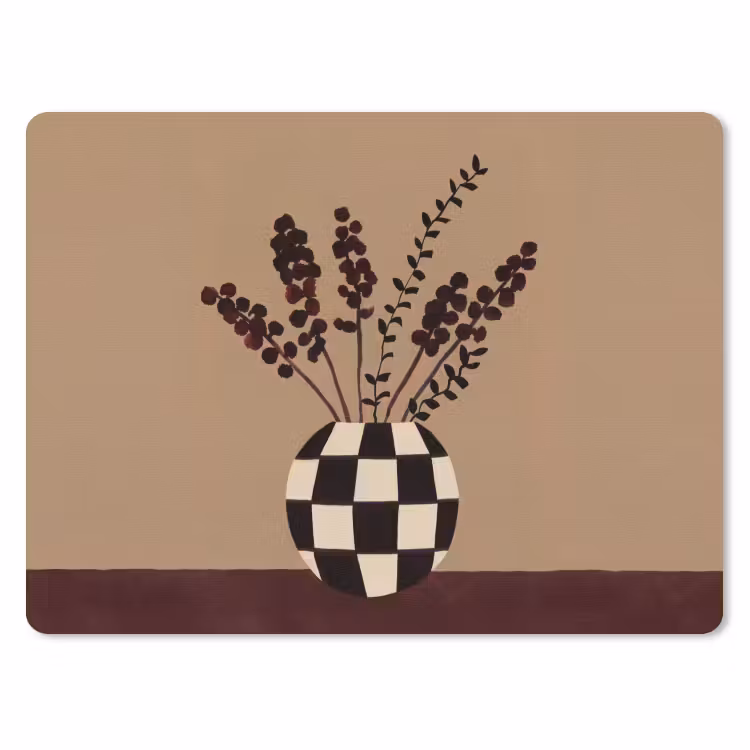 Minimalistisch - Vaas - Bloemen - Bruin muismat rubber klein -3d